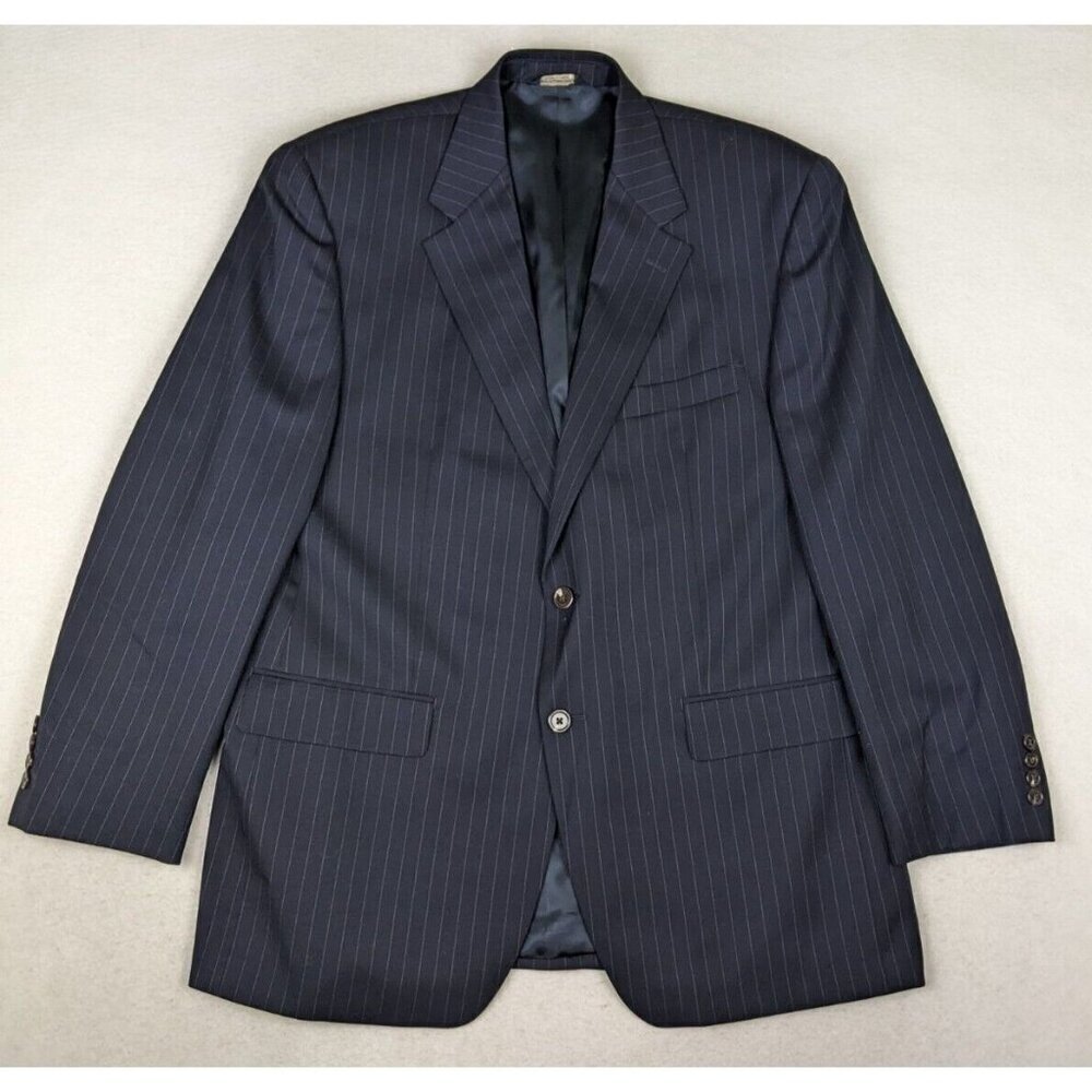 CHAPS - MEN'S BLUE PINSTRIPE WOOL BLAZER SUIT JACKET SPORT COAT - SIZE42R